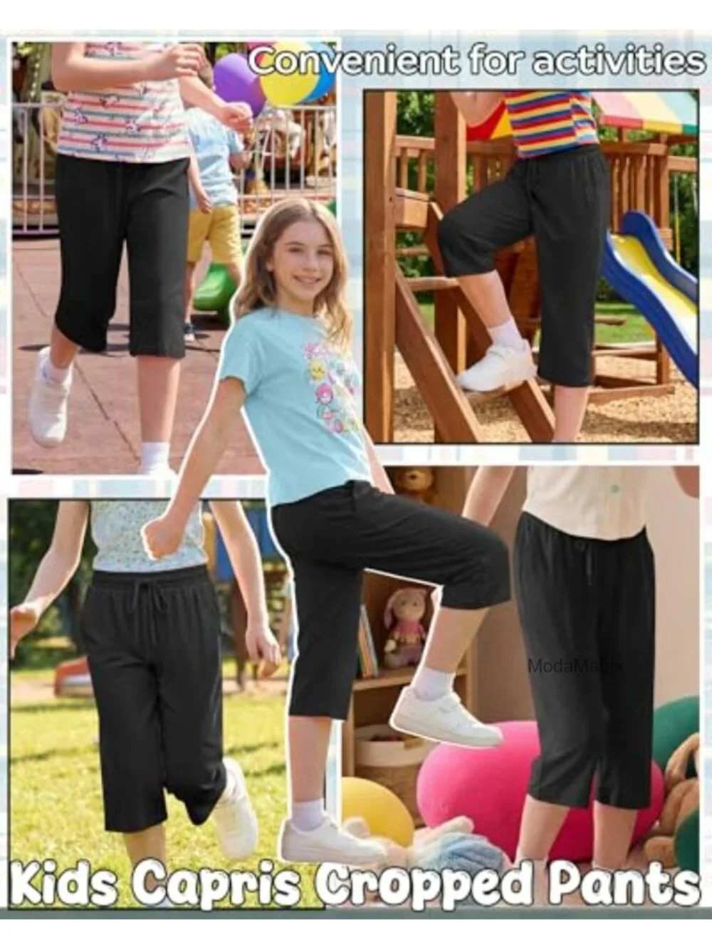 Girls Capri Pants 5-14 Years Stretch Yoga Joggers